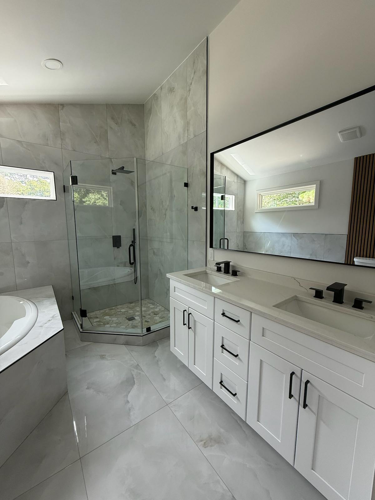 Marble tub and shower combo